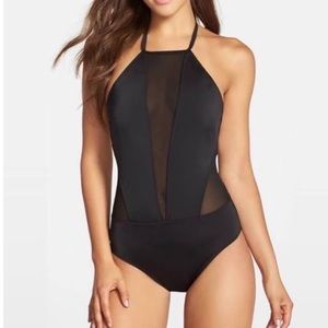 NWT Ted Baker deep V plunge mesh paneled swimsuit